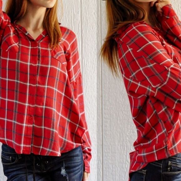 Button Down Plaid Top - Picture 10 of 16